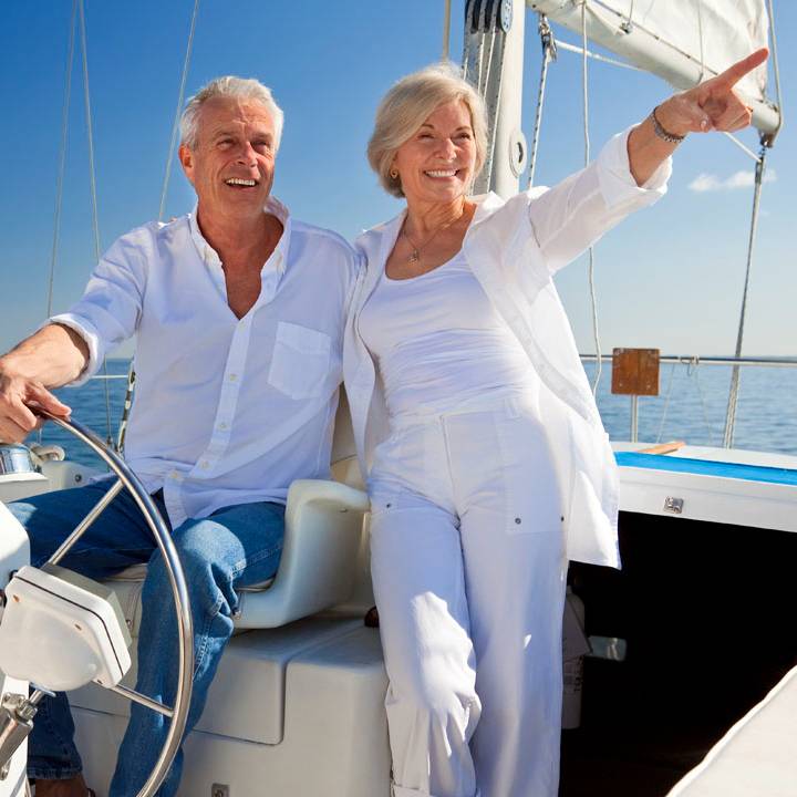 Retiree couple on the yacht