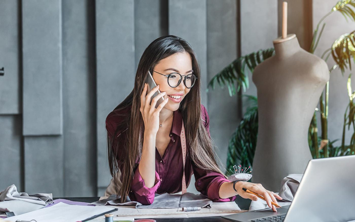 Woman talking on phone